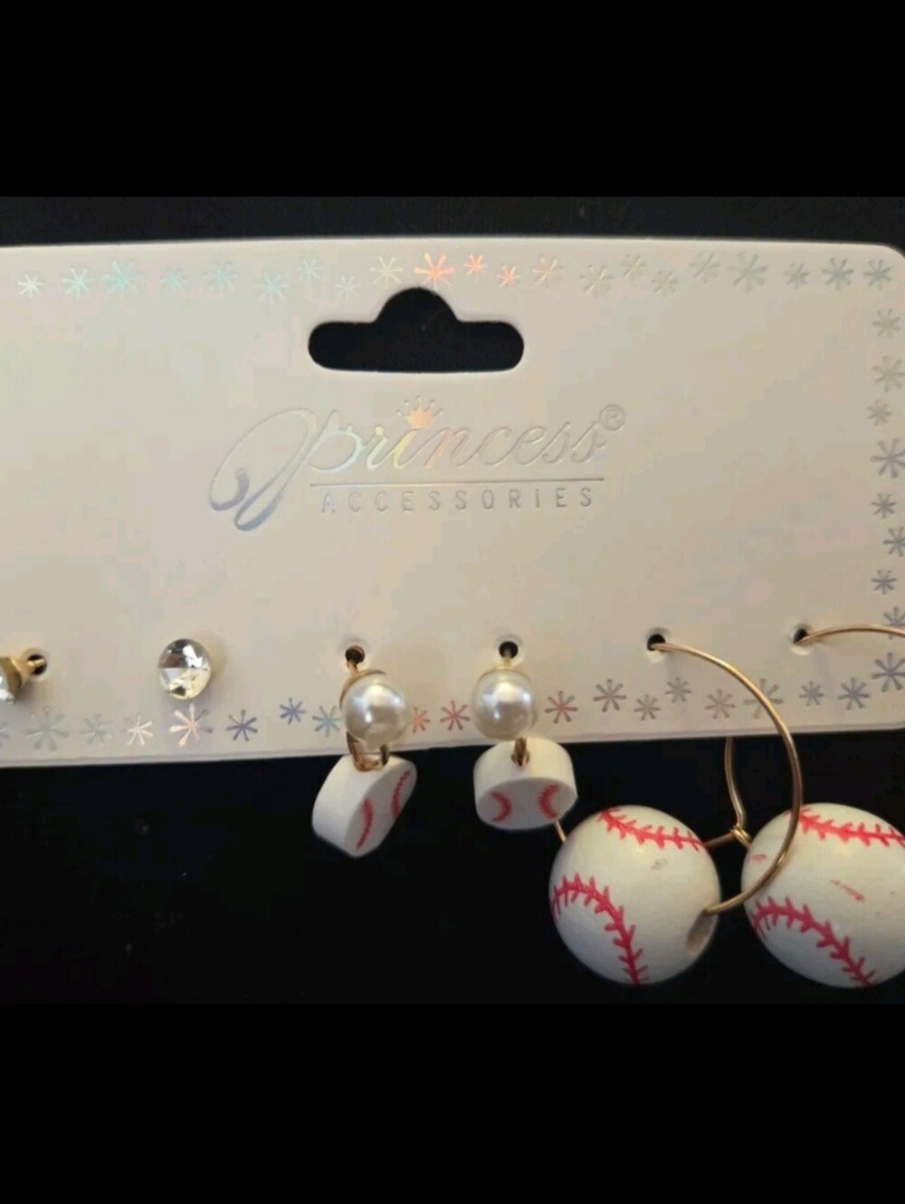 Princess Accessories Baseball Themed Earrings Set